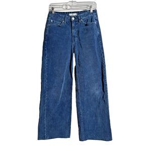 Cords & Co Blue Corduroy Wide Leg Pants Trousers Womens 28 Retro Casual Groovy